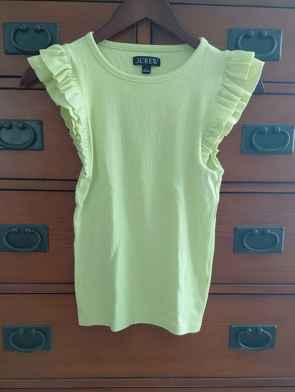 J.Crew Lemon Ruffle-Sleeve Ribbed Tank Top